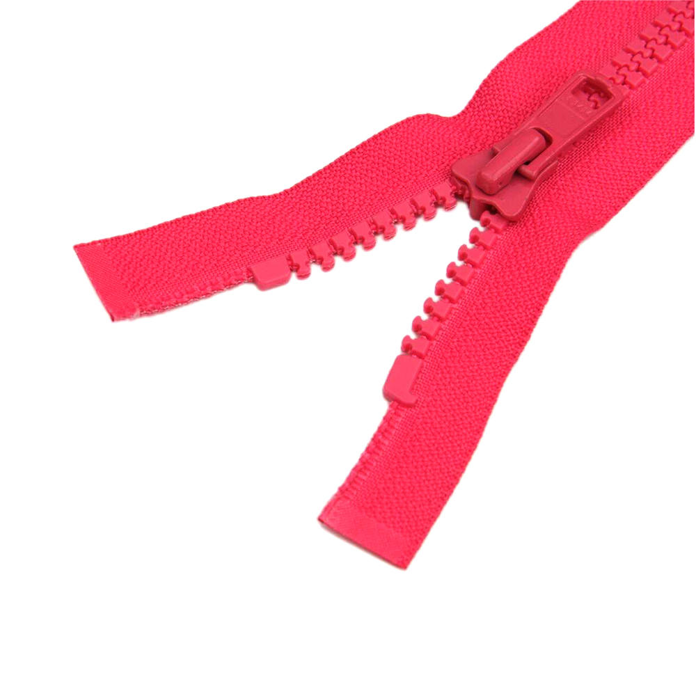 #5 zipper teeth tape color red closed end resin zipper with metal puller for down jacket