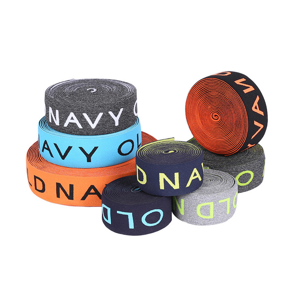 Jacquard Elastic Band  With 86% polyester/14% spandex , Customized logo, Continuous Dyeing
